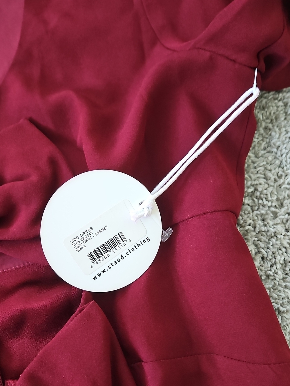Nwt STAUD Burgundy Long-Sleeve Bow Maxi Dress 6 - Picture 7 of 15